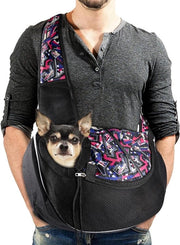 Borsa a spalla premium per piccoli cani e gatti - Senza mani - Respirante - Per passeggiate e viaggi - Rosso - Inclusa cintura a spalla regolabile