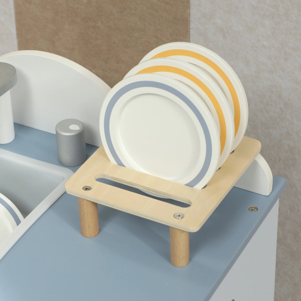 Cucina Giocattolo per Bambini con Lavastoviglie ¨C zephmum ¨C 32 Accessori MDF Legno Colore Blu