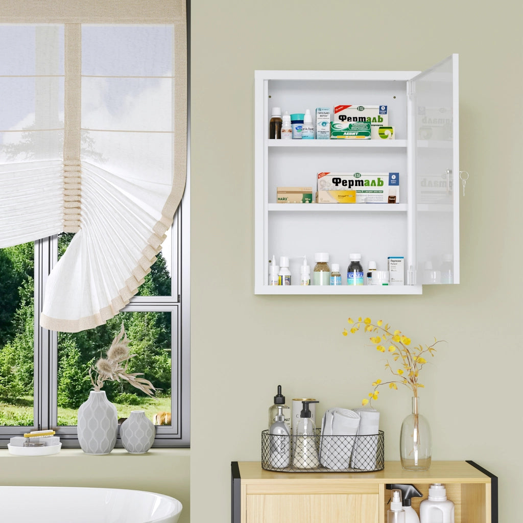 Armadio da muro in acciaio 3 livelli ¨C zephmum ¨C 40x15x53,5cm bianco