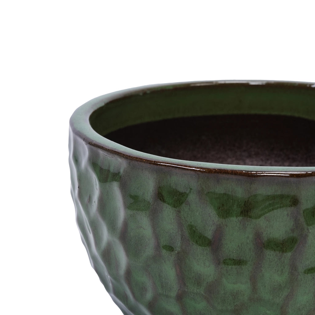 Fioriera in ceramica con foro di drenaggio per interno ed esterno finitura lucida verde antico 49,0 × 49,0 × 31,5 cm