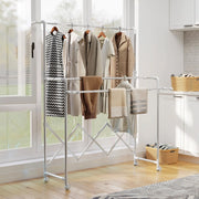 STENDIBIANCHERIA A TORRE PIEGHEVOLE 104-150 cm ACCIAIO INOX ARGENTO