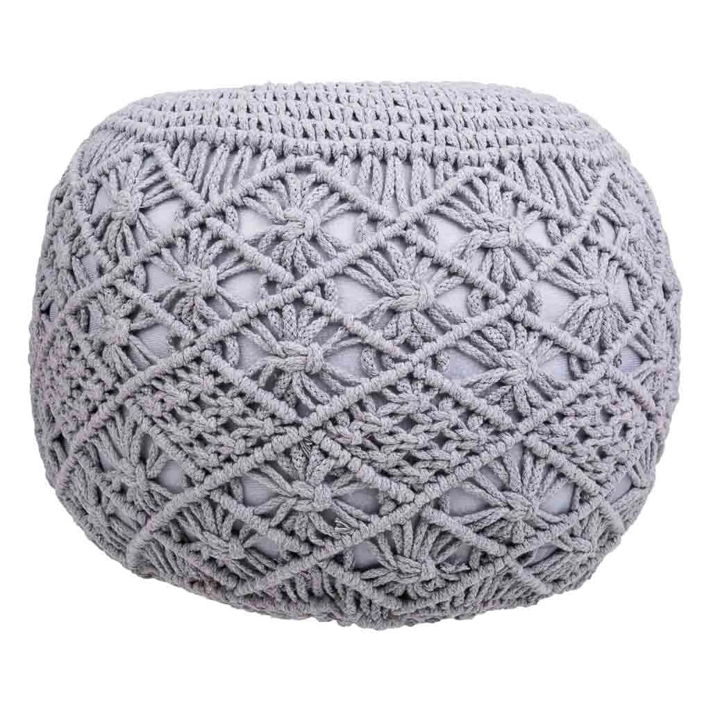 Puf in cotone intrecciato grigio 45x45x40h