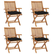 Sedie da Giardino Pieghevoli con Cuscini 4 pz Massello di Teak cod mxl 72154