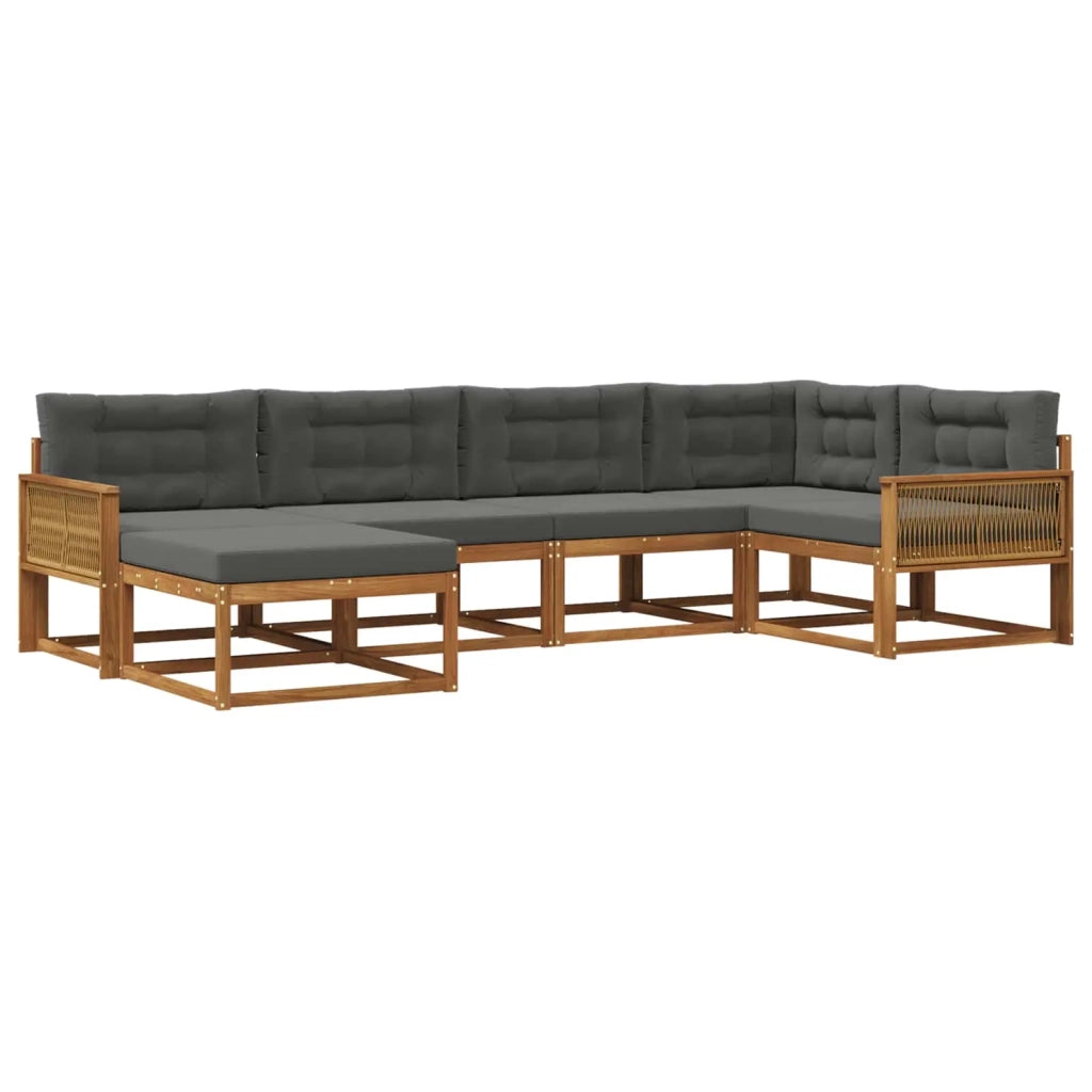 Set di divani da esterno con cuscino 6 pcs Naturale e Antracite