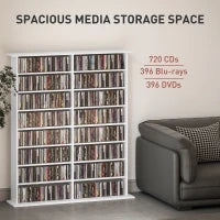 Mobile Libreria porta CD a 16 Ripiani dal Design Moderno in Legno, 106.5x24x126.3 cm, Bianco