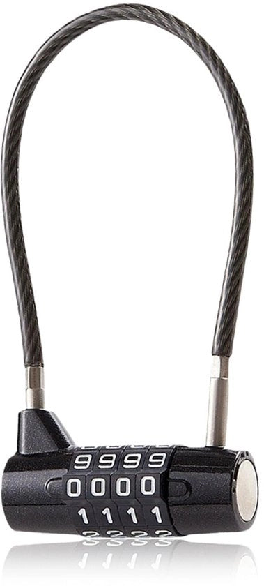 Hangslot con codice a 4 cifre, hangslot con maniglia lunga e cavo in acciaio massiccio da 17,5 cm, multifunzionale con combinazione, per mobili da giardino, armadietti, cancelli e biciclette.