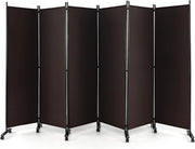 Paravento,Divisorio Interno su Rotelle, 6 Pezzi, 334,5 x 172 cm, Divisorio Pieghevole, 4 Colori
