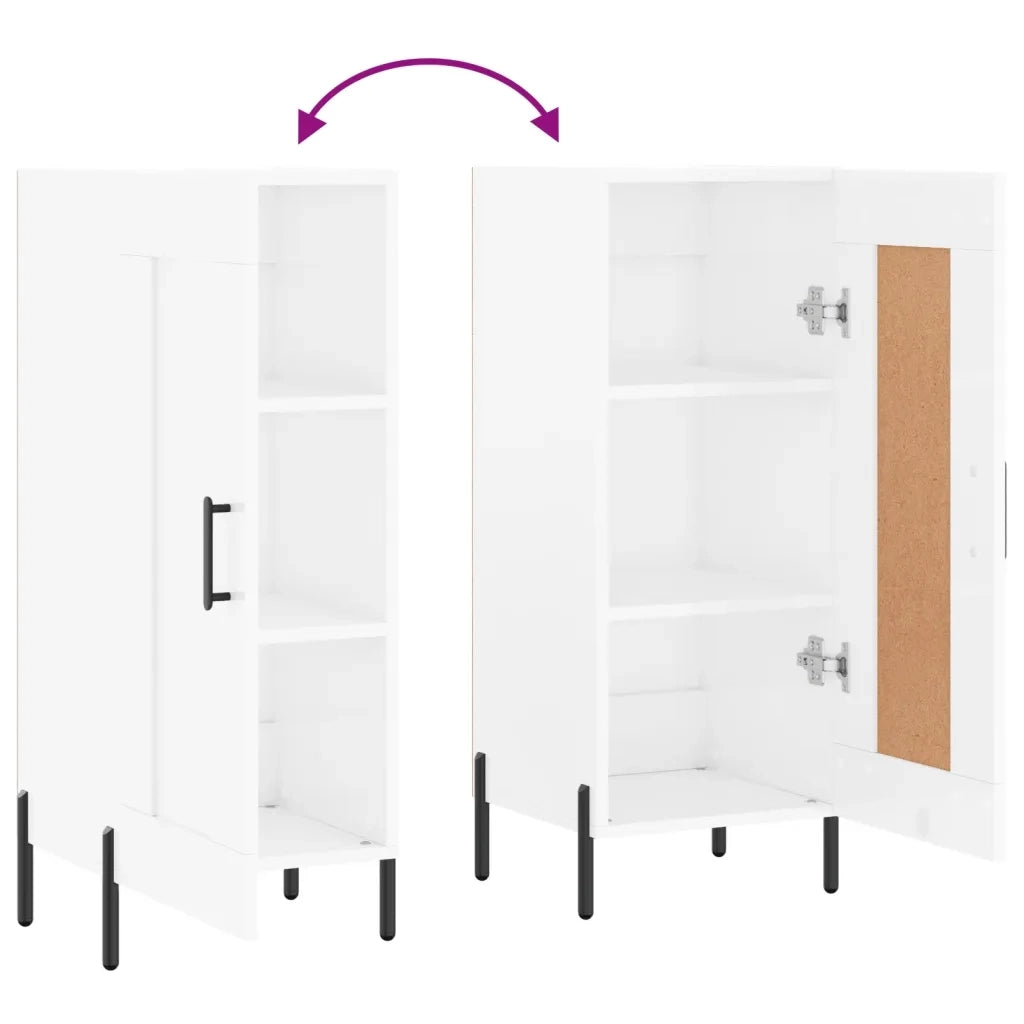 Credenza Bianco Lucido 34,5x34x90 cm in Legno Multistrato 830454