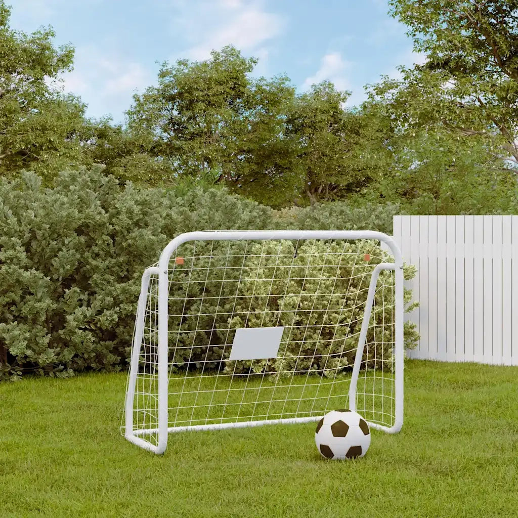 Porta da Calcio con Rete Bianca 125x96x60 cm Acciaio Poliestere CFW9469044