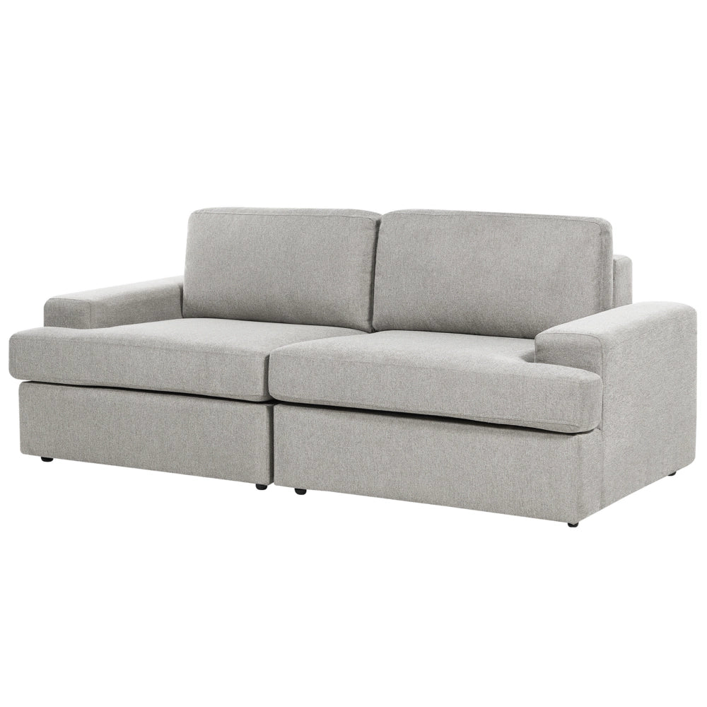 Set da salotto in tessuto grigio chiaro imbottito a 4 posti con poltrona, schienale imbottito, divano classico per il soggiorno.
