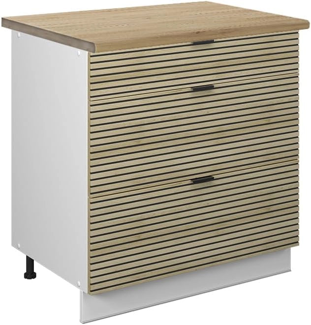 Armadio cucina dispensa alto Fame-Line, Bianco lucido, 30 cm, PL Rovere, per la combinazione con altri moduli della serie Fame-Line