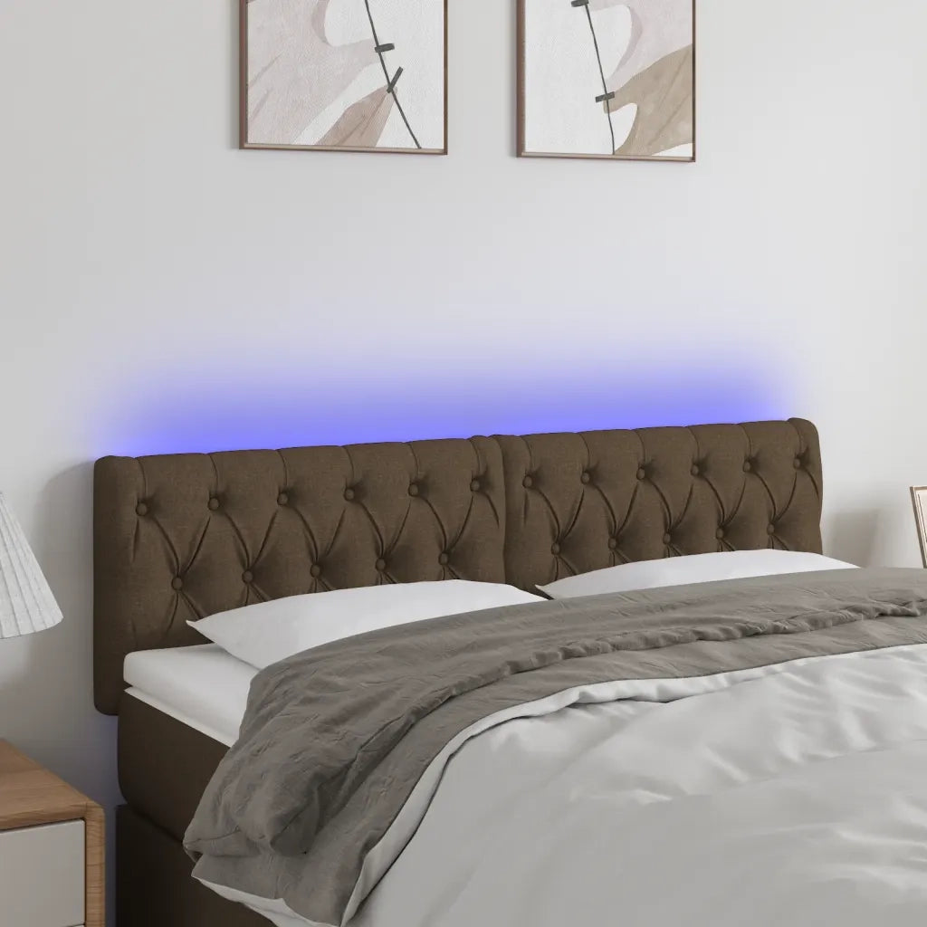 Testiera | Testata a LED Marrone Scuro 160x7x78/88 cm in Tessuto