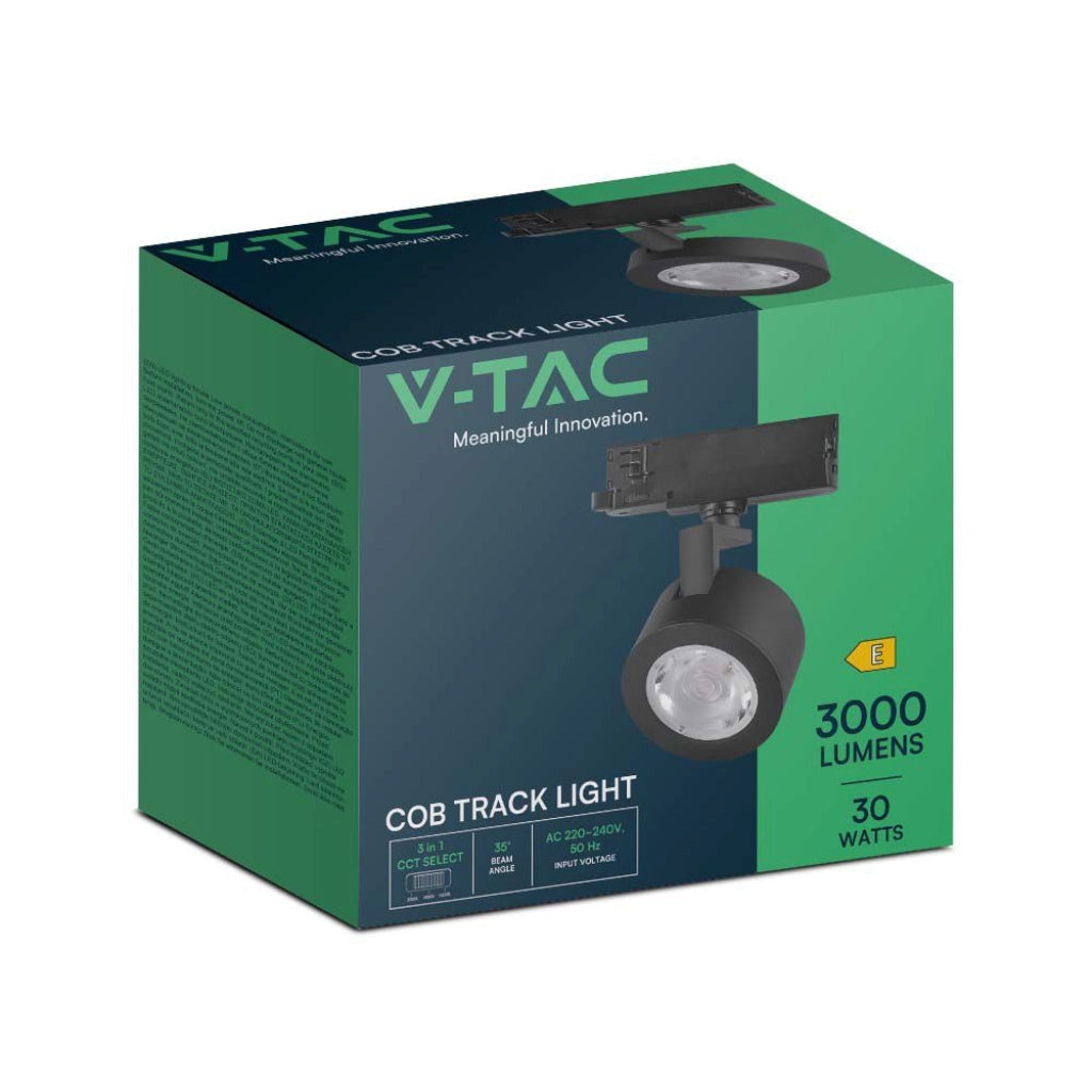 V-Tac Faretto LED Binario Trifase 30W CCT 3in1 Nero COB