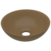 Lavandino rotondo per bagno lavabo da appoggio lavabo per WC lavello da cucina lavabo per sala trucco arredamento per la casa diametro 28 cm ceramica crema opaca 02_0002727