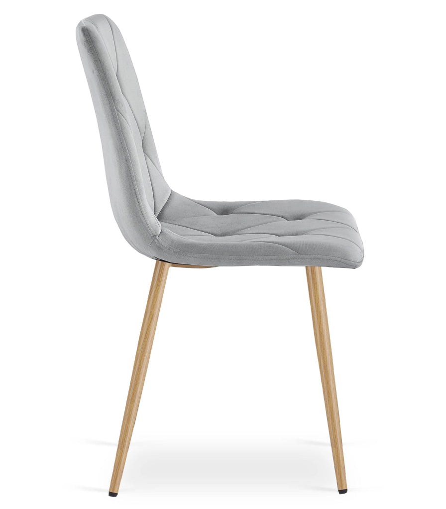 VALORA TYRA Velvet Chair - Elegante grigio chiaro per soggiorno x 4