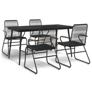 Set da Pranzo da Giardino 5 pz | Set Salotto da Giardino Nero in Rattan PVC