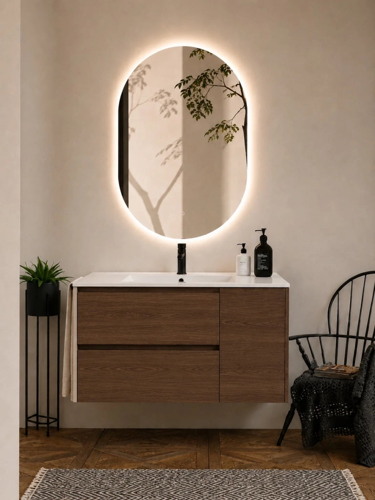 Mobile bagno con lavabo ORIGENBATH ITACA senza specchio 60x45 cm frassino tea con colonna