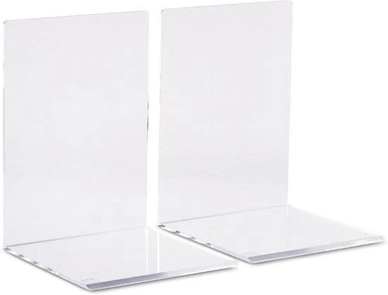 Sostegni per libri di alta qualità - trasparenti - 2 pezzi - acrilico - 10 x 10 x 13 cm