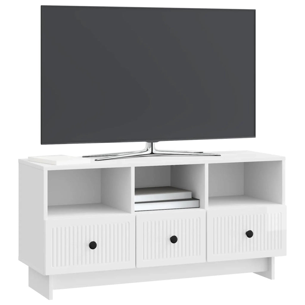 Mobile TV Bianco Lucido 102 x 34,5 x 50 cm Legno ingegnerizzato 893989
