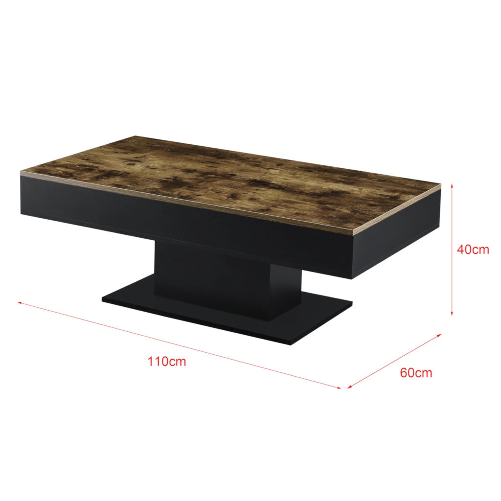 Tavolino da Salotto Lünen con Piano Scorrevole 40 x 110 x 60 cm Nero / Effetto Legno Scuro [en.casa]