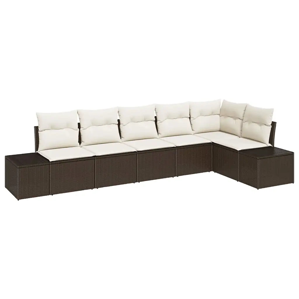 Set Divano da Giardino 6 pcs Marrone e Crema polyrattan 3347078