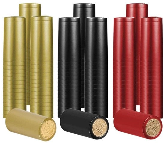 Capsule per bottiglia di vino da 120 pezzi - confezione in PVC - antiscivolo - ermetico - adatto per bottiglie con collo rettilineo - diverse colorazioni - sigillatore per bottiglie di vino