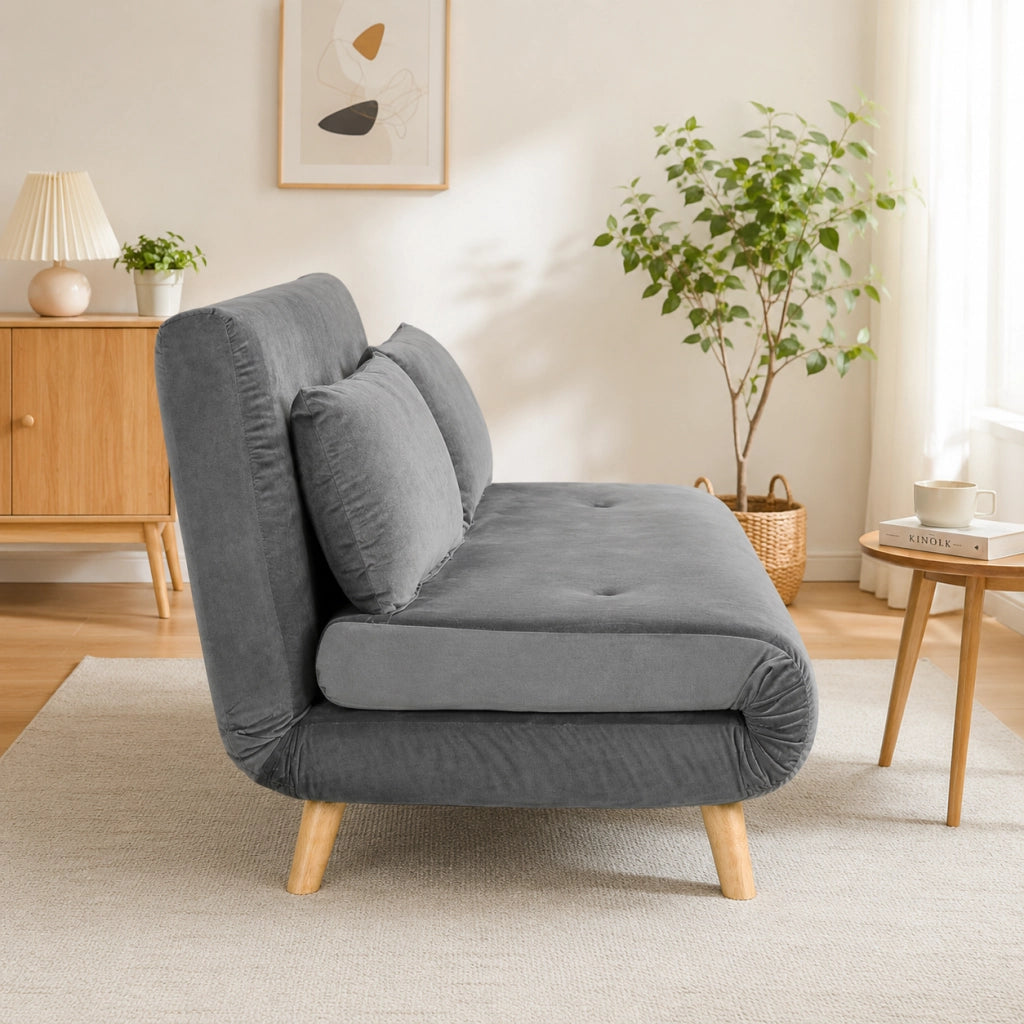 Poltrona letto 72x78x79 cm 2 in 1 con schienale reclinabile in poliestere grigio