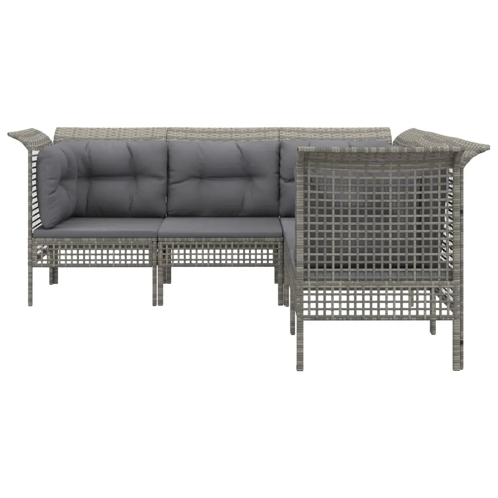 Set Divani da Giardino 5 pz | Set Salotto da Giardino con Cuscini in Polyrattan Grigio