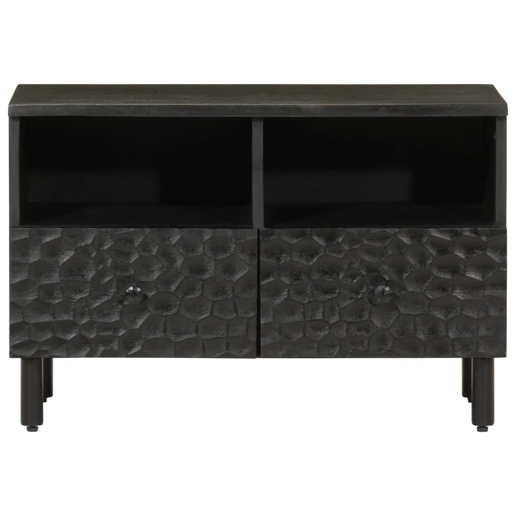 Mobile TV multimediale mensola TV credenza TV sala da pranzo soggiorno camera da letto 70 x 33 x 46 cm legno massello di mango nero 02_0026184