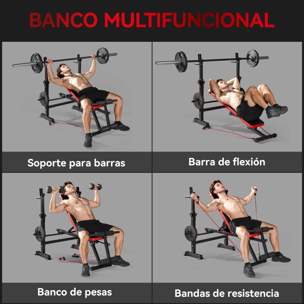 Panca Fitness Multifunzione ¨C Xylo ¨C Regolabile con Supporto Bilanciere