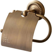 Supporto per carta igienica in bagno in stile antico con coperchio - Messing coperchio - Sostegno per parete