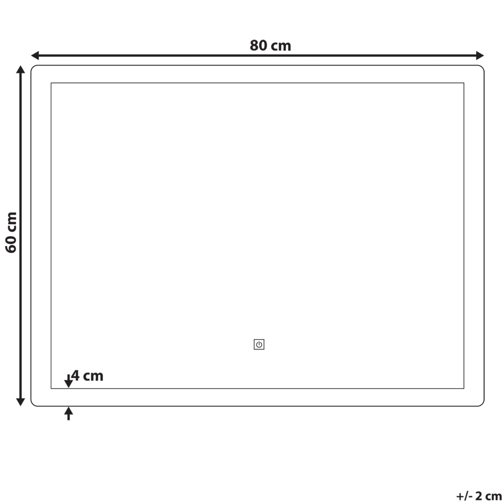 Specchio da Bagno a Parete Rettangolare con Illuminazione LED 60 x 80 cm