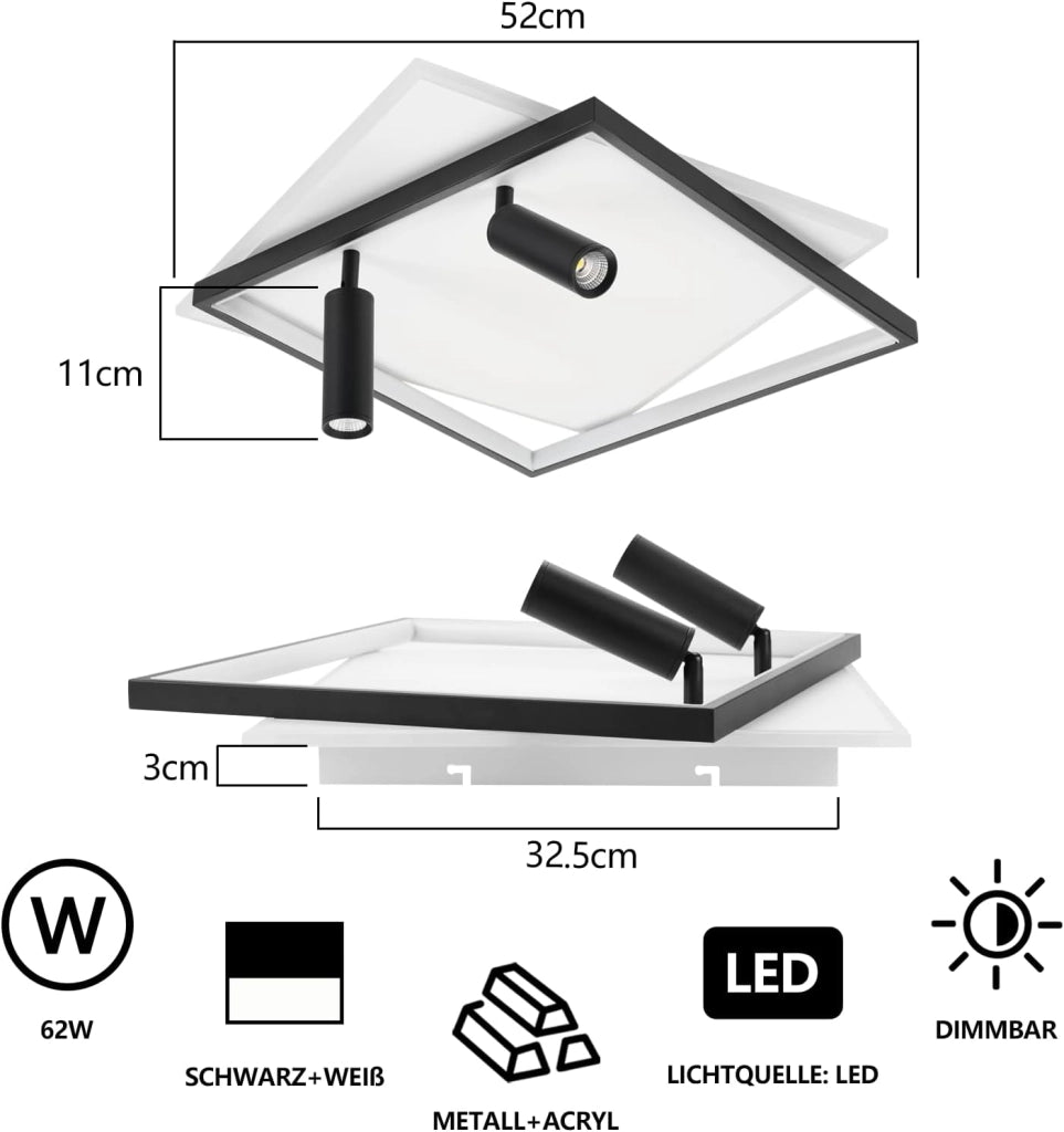 ZMH Faretto da soffitto LED 2 luci acrilico moderni dimmerabili per soggiorno