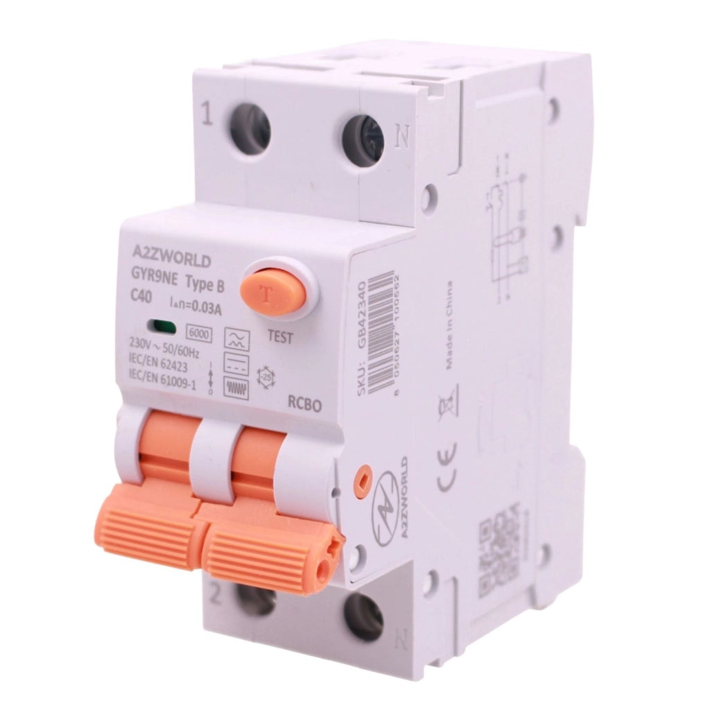 RCBO Interruttore Magnetotermico Differenziale Tipo B Curva C 1P+N 2M 6000A 30mA AC 230V IP20 Disponibili 16A 20A 25A 32A 40A (C40A)