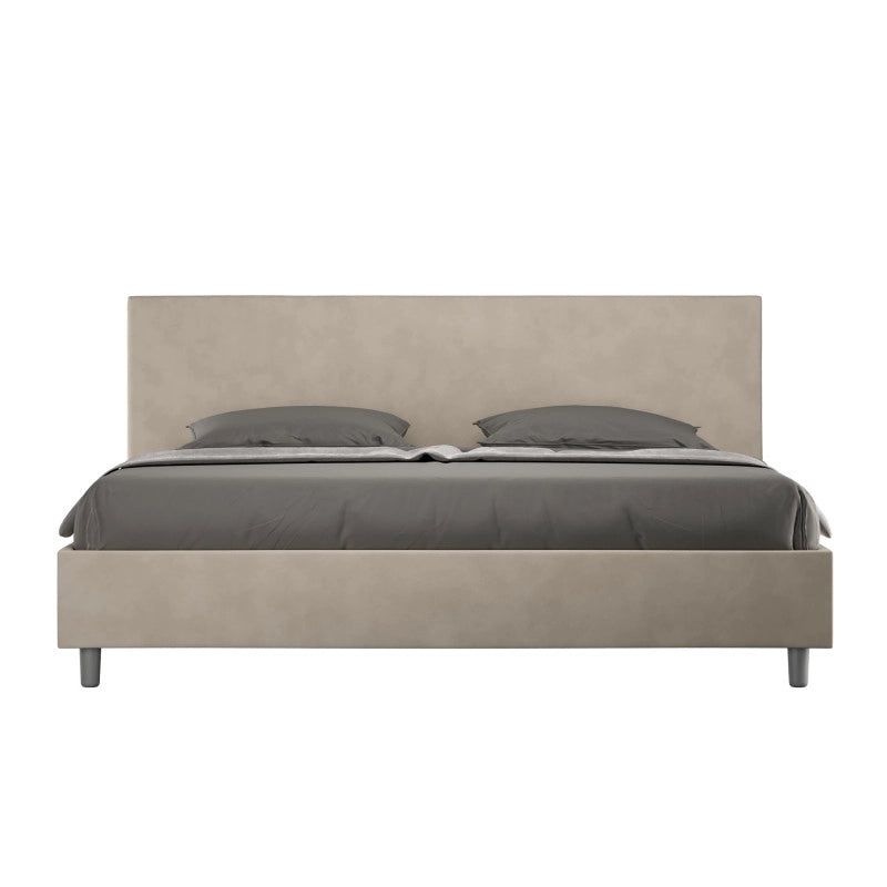 Letto imbottito Matrimoniale 180x200 cm Adele - Contenitore,Microfibra,Sabbia