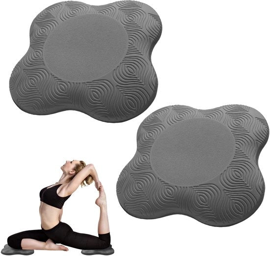 Set di 2 cuscinetti per ginocchia per yoga - Mat di supporto per ginocchia - Cuscino di equilibrio per sport - Tappetino antiscivolo per yoga - Cuscino per ginocchia - Supporto per gomiti, ginocchia e polsi - Dimensioni 20×20×2cm - Grigio
