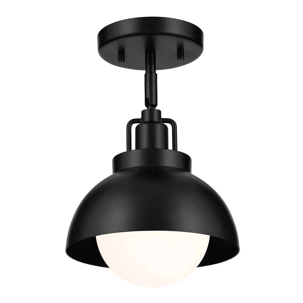 Lampada loft nera cupola vetro opale E27 NIVA Kichler