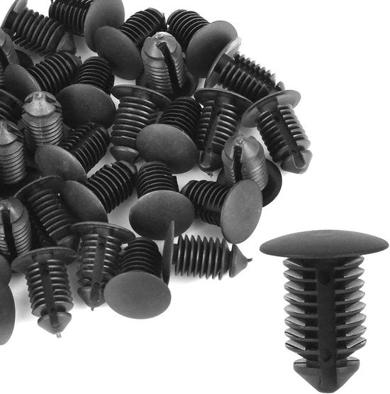 40 clips di fissaggio in plastica, 10 mm di diametro, clip di fissaggio a vite per auto in nero