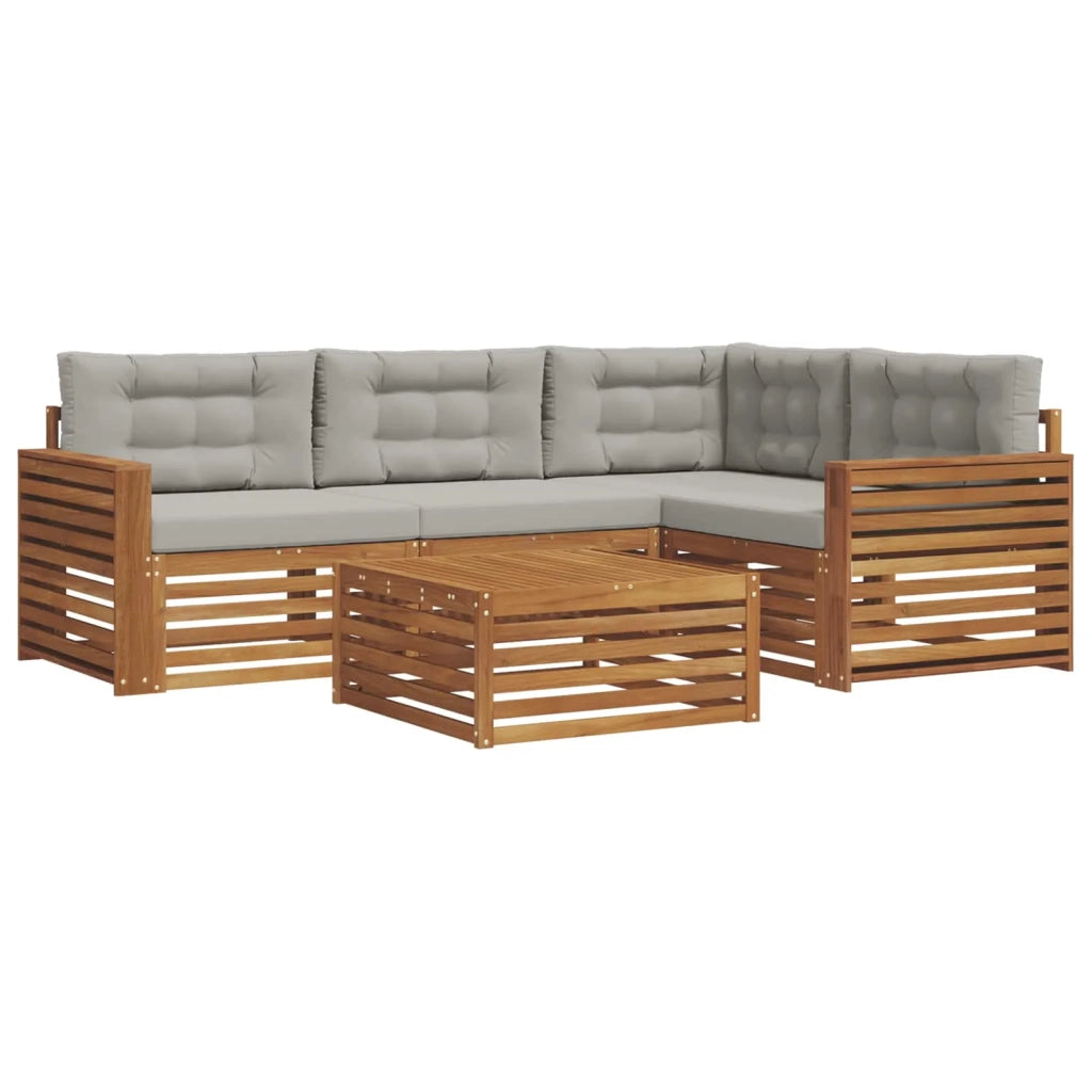 Set di divani da esterno 5 pcs Grigio Naturale e Chiaro