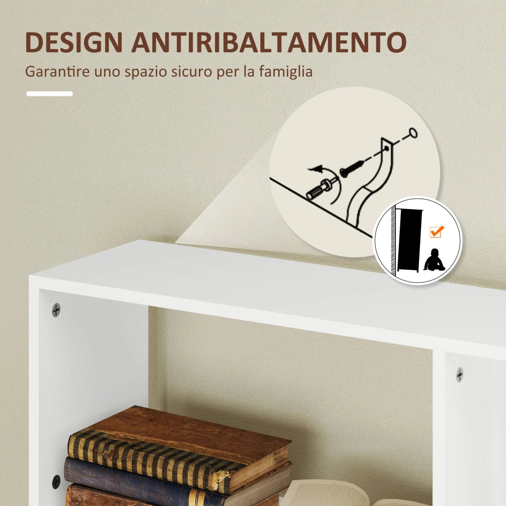 Libreria Asimmetrica a S a 5 Livelli 80x24x159 cm in Legno Bianco