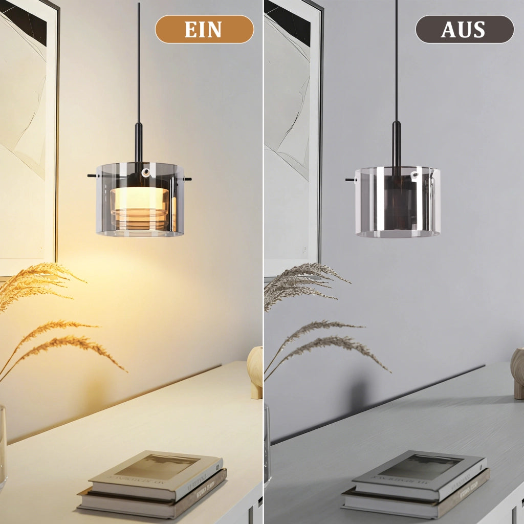 ZMH Lampada a Sospensione Vetro 1 Luce 140 cm LED Altezza Regolabile per Sala da Pranzo Soggiorno Camera da Letto