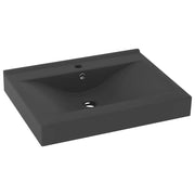 Lavabo-Lavandino con Foro Rubinetto Grigio Scuro Opaco 60x46 cm Ceramica