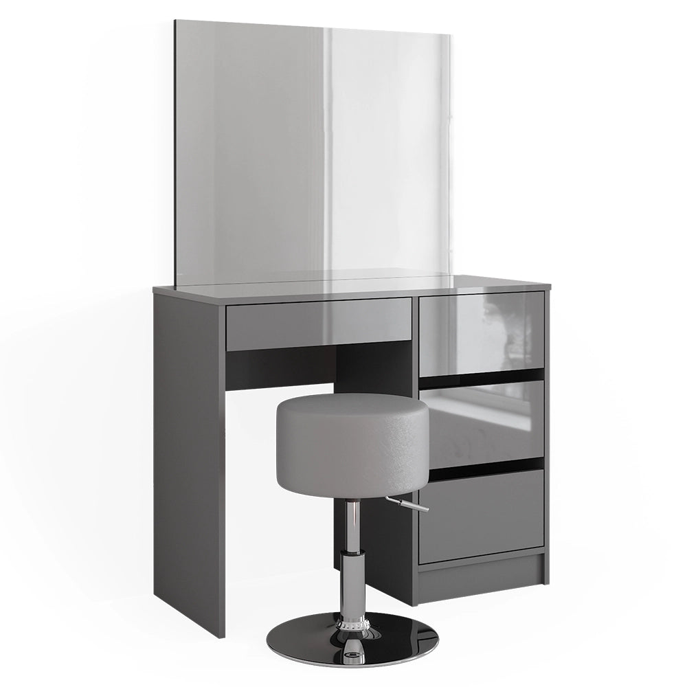 Vicco Tavolo da toeletta Grigio 40 cm con sgabello