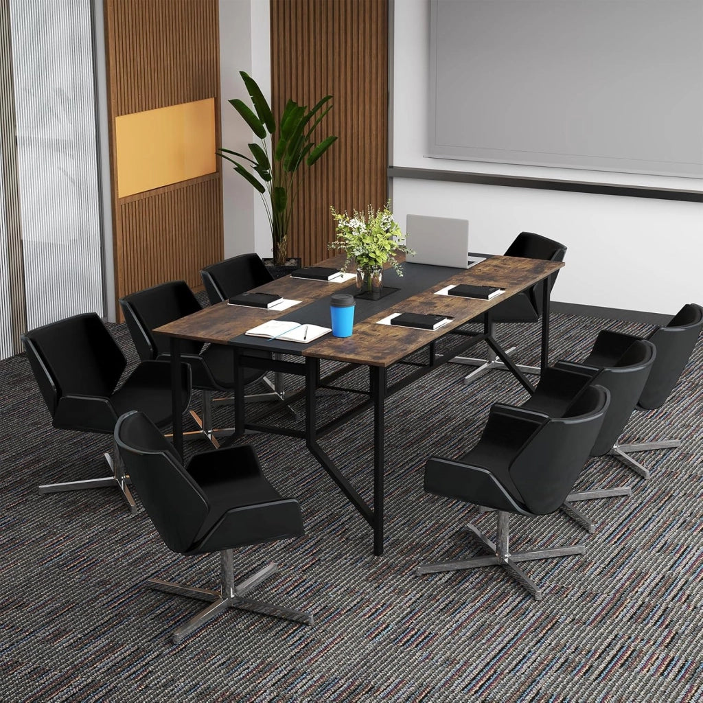 Tavolo da conferenza, grande tavolo da riunione rettangolare per 6-8 persone, con passacavi e ripiano portaoggetti, postazione di lavoro per sala riunioni, ufficio, 180 x 96 x 76 cm