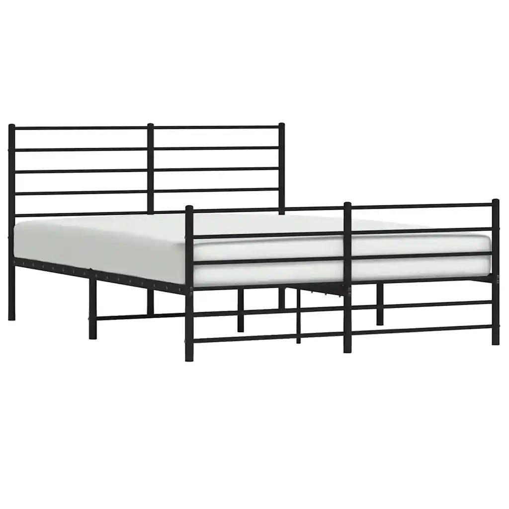 Letto matrimoniale | Letto per adulti | Giroletto con Testiera e Pediera Metallo Nero 120x200 cm