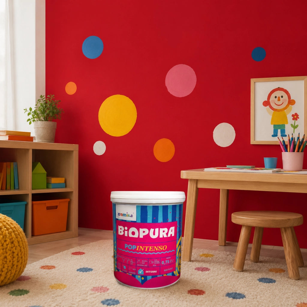 Popintenso palestra e decori interni pittura murale lavabile e coprente cromika *** formato 0,750 lt, colore- rosso m...