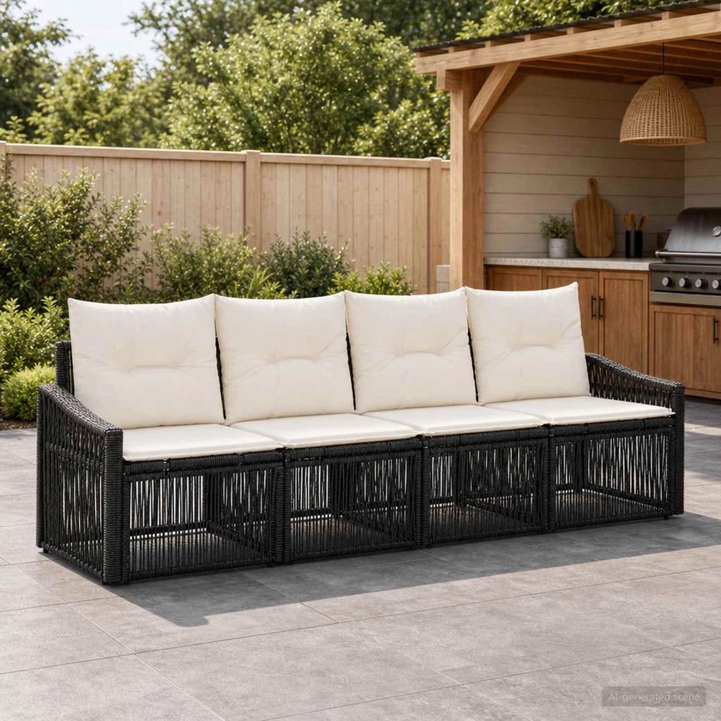 Set Divano da Giardino 4 pz Nero polyrattan 3435928