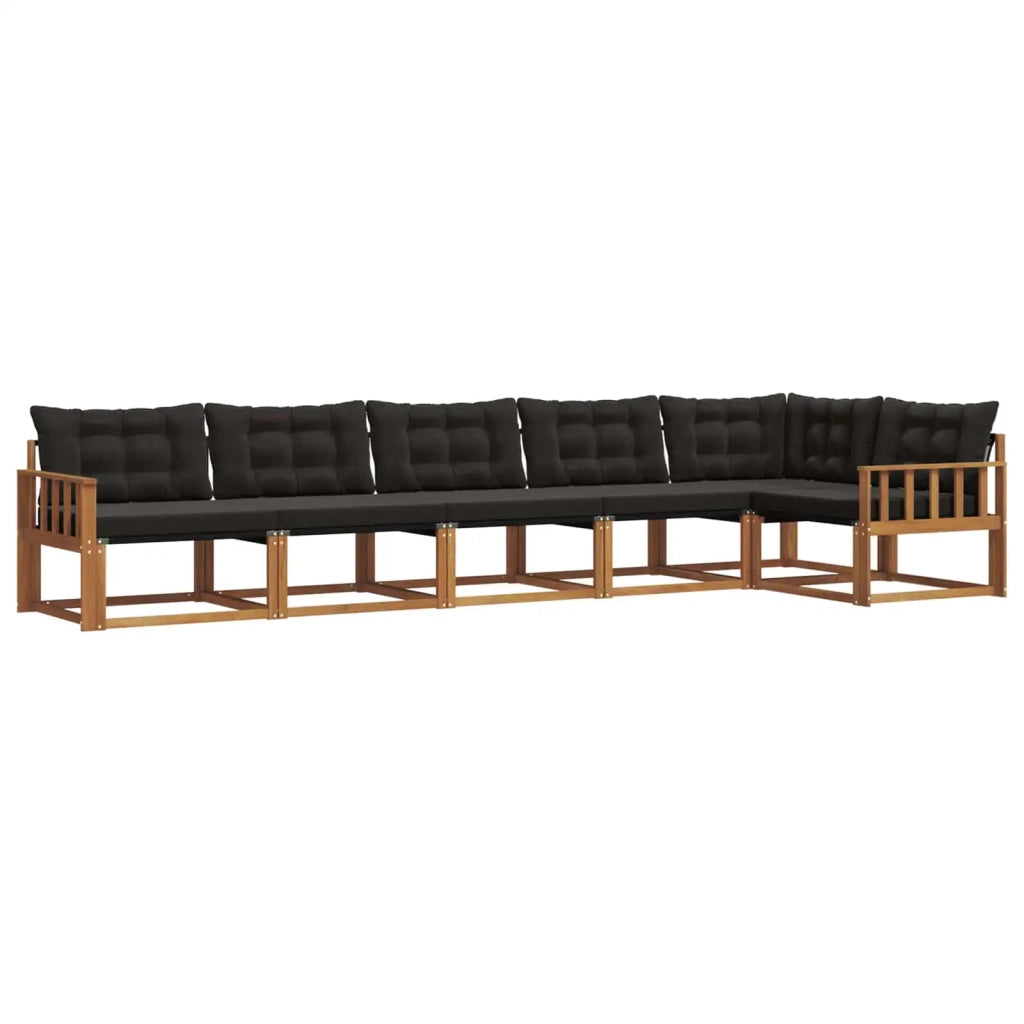 Set di divani da esterno con cuscino 6 pcs Naturale e Nero 3369503