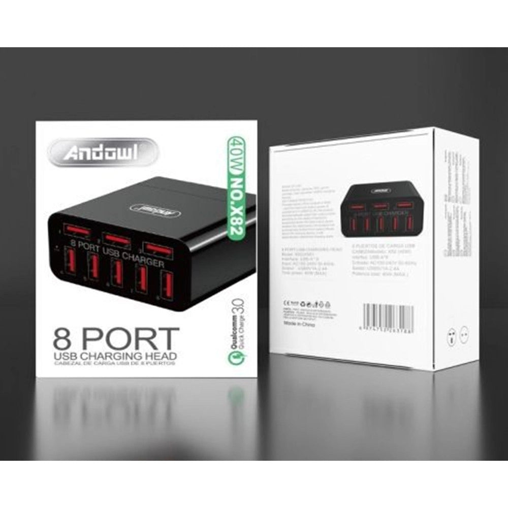 Trade Shop - Caricabatterie Adattatore Alimentazione Da Rete Con 8 Porte Usb Qc Qualcomm 3.0 X82 -