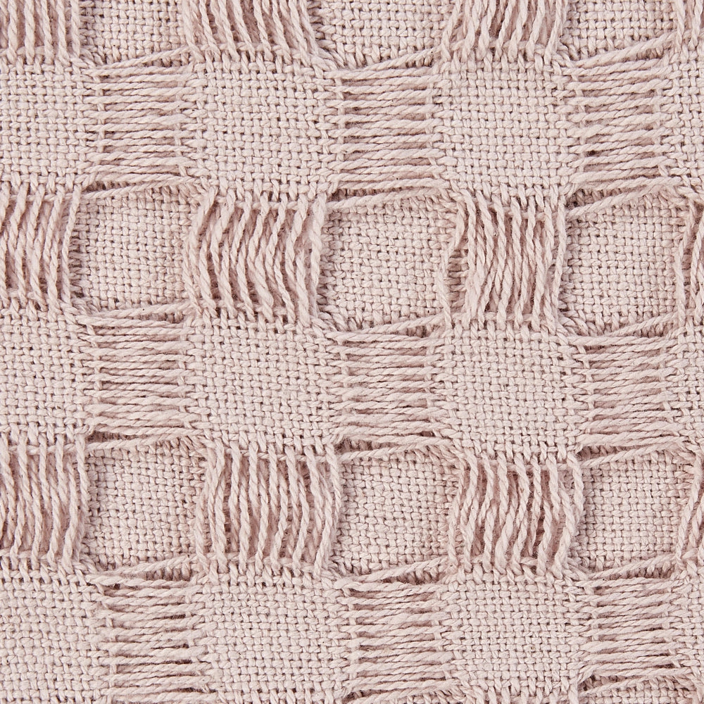 Copriletto in tessuto di cotone rosa chiaro 150 x 200 cm con frange Coperta decorativa Biancheria da letto design classico Camera da letto